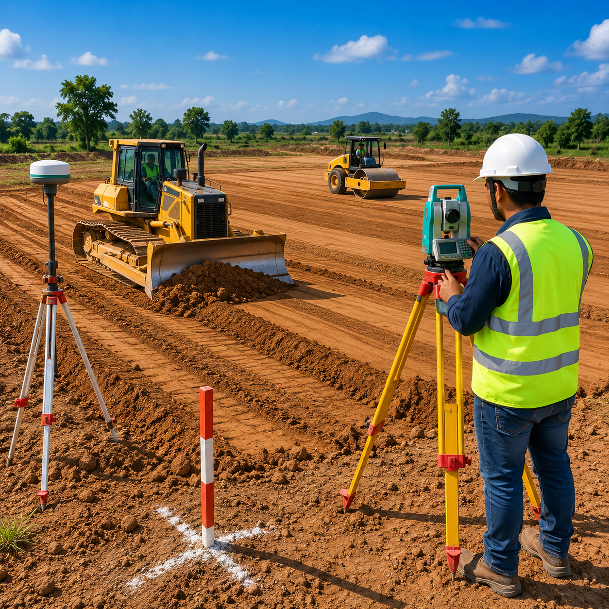 Home 3 Land Leveling Survey Using DGPS and Total Station Equipment
